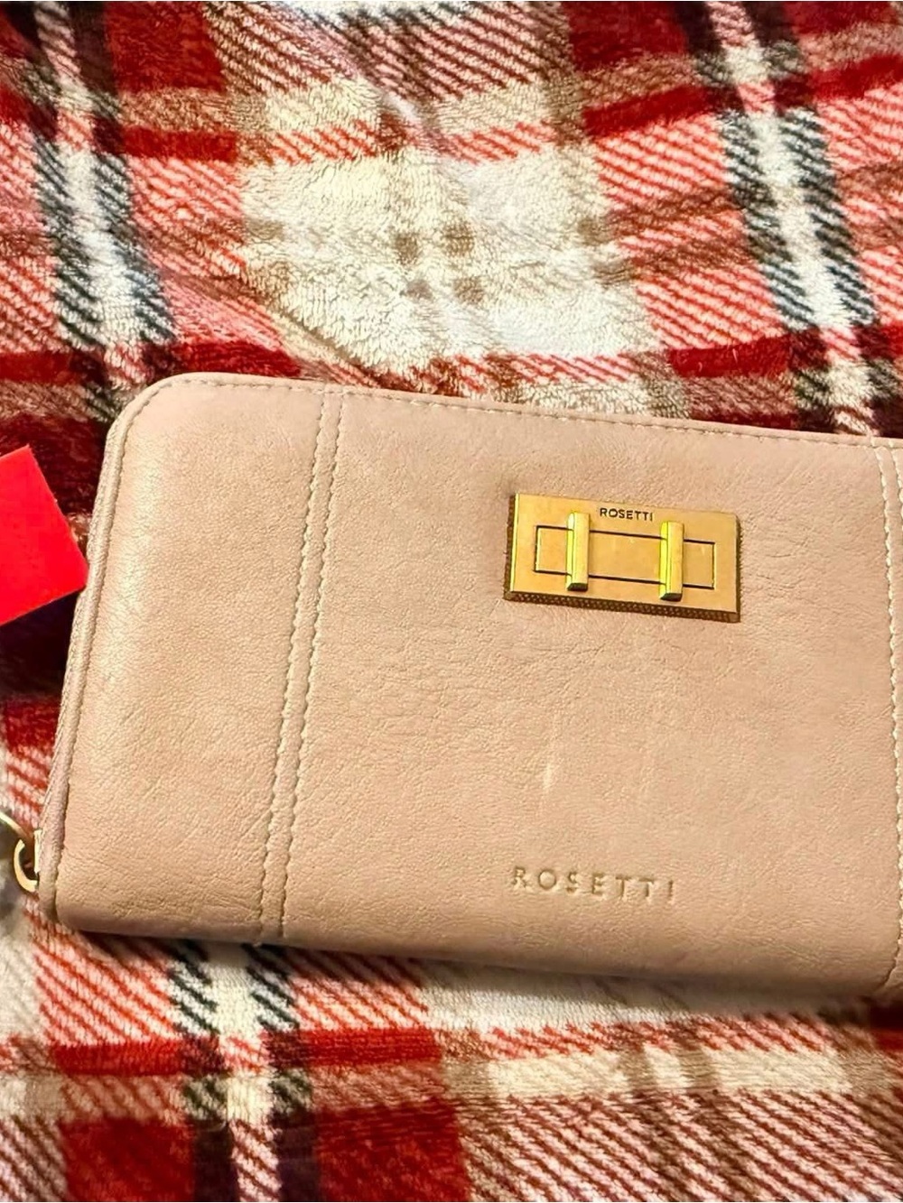 Rosetti Light Blush Zip-Around Wallet with Gold Hardware